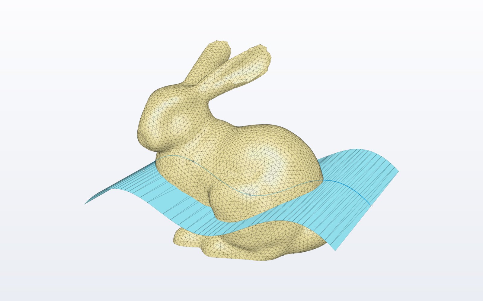 Ribbon mesh extruded from a curve on a mesh with Mesh++ in Autodesk Fusion